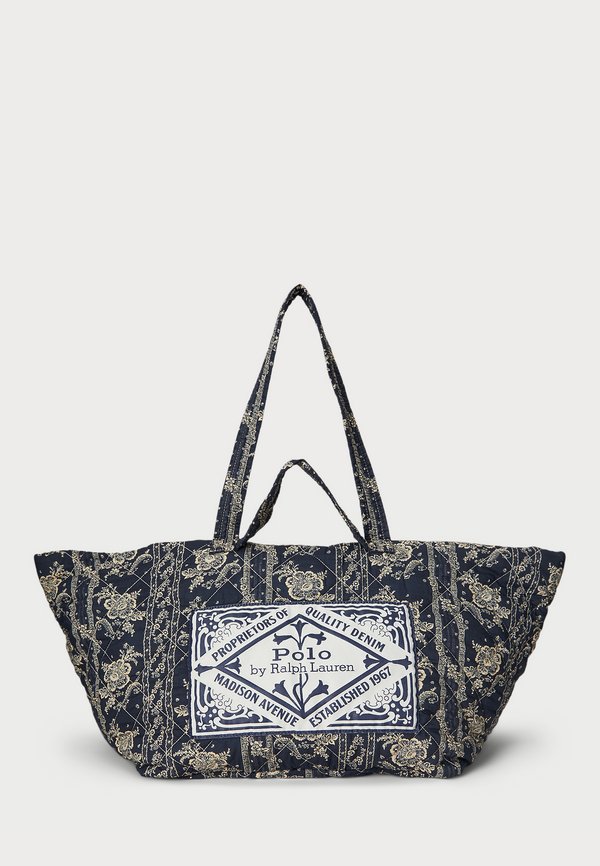 QUILTED FLORAL COTTON EXTRA LARGE TOTE - Tote bag - indigo