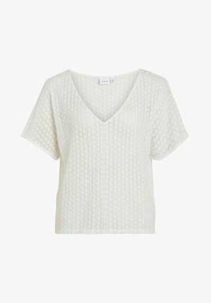 VILA MIT KURZEN ÄRMELN  - T-shirt basique - cloud dancer