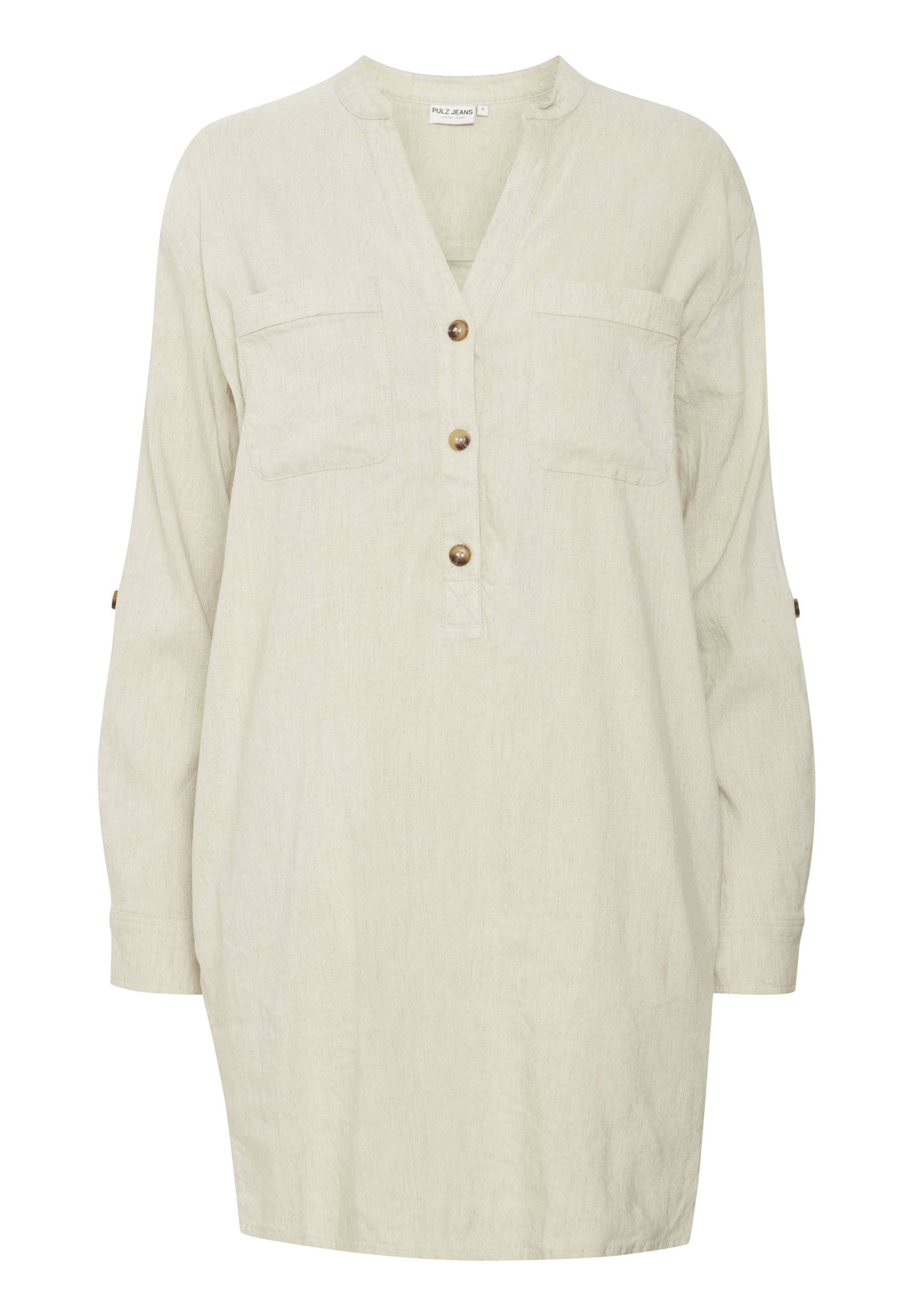 PULZ LUCA Abito a camicia sandshell melange/beige