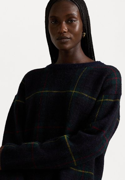 Polo Ralph Lauren PLAID ALPACA-BLEND CREWNECK SWEATER - Pullover - dark blue