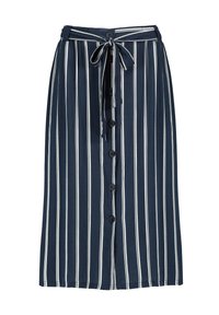 Eight 2 Nine GESTREIFTER MIDI MIT KORDELZUG UND KNOPFLEISTE - A-line skirt - blau
