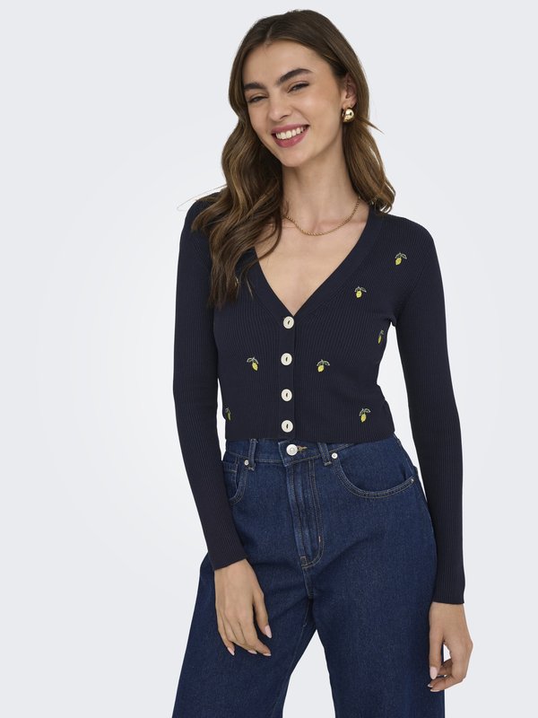 JDYDONNEL EMBROIDERY CARDIGAN - Strickjacke - night sky