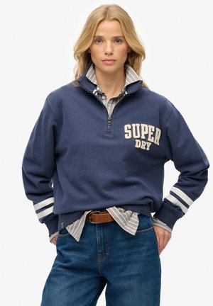 ESSENTIALS APPLIQUE HALF ZIP - Striktrøje - mariner navy
