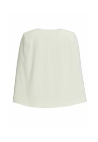 Gonna a pieghe lunga fino al ginocchio, color avorio, con una texture liscia e senza motivi o decorazioni visibili.