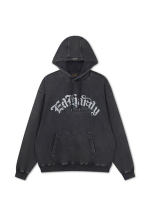Ed Hardy, MENS GOTHIC FLAMING DRAGON ACID WASH RELAXED HOODIE - Hoodie - black