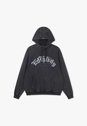 Ed Hardy, MENS GOTHIC FLAMING DRAGON ACID WASH RELAXED HOODIE - Hoodie - black