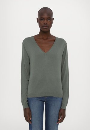 V NECK LONG SLEEVE - Strickpullover - faded green