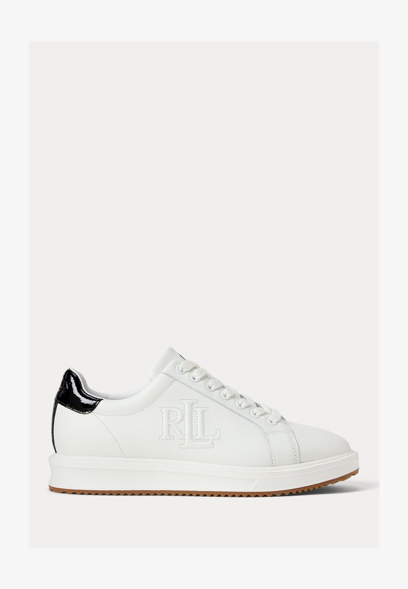 Lauren Ralph Lauren AINSLEY SMOOTH & CRINKLE LEATHER SNEAKER - Sportbačiai - snow white/black
