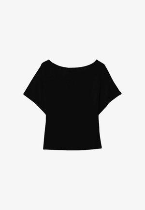 Stradivarius, BOAT NECK SHORT SLEEVE T-SHIRT - T-shirt basic - black