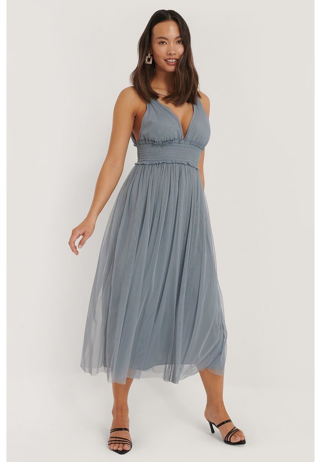 V NECK MIDI DRESS - Ballkleid - grey