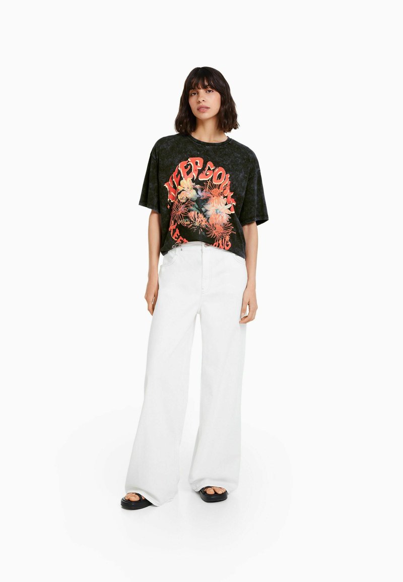 Bershka Print T-Shirt - Dark Grey - Zalando.De