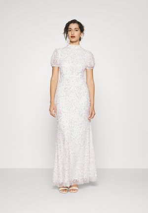 MAYA DELUXE ALL OVER FLORAL EMBELLISHED PUFF SLEEVE MAXI - Společenské šaty - white