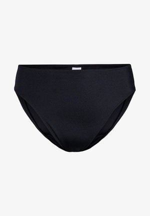 Schwarze Badehose aus glattem, dehnbarem Stoff. Hochgeschnittenes Design mit nahtlosem Finish und mittlerer Bedeckung. Klare Linien und ohne Muster.