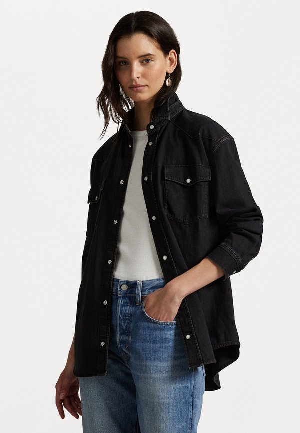 BIG FIT DENIM WESTERN SHIRT - Button-down blouse - bizella wash