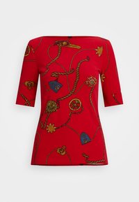 PRINT STRETCH COTTON BOATNECK TEE - Marškinėliai su spaudiniu - red