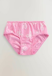 Roosad naistepesu valgete vibu mustritega, pitsist äärtega ja kesksel vööjoonel väikese dekoratiivse vibuga.