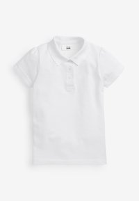 T-shirt polo blanc avec des manches courtes, un col et une patte de boutonnage à trois boutons. Fabriqué en coton avec une finition douce et texturée.