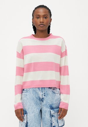 ONLDERRY STRIPE O NECK  - Stickad tröja - wild rose/cloud dancer
