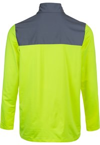 Langærmet pullover skjorte med en grå øverste sektion og en lys gul nederste sektion. Fremstillet af let, glat stof.