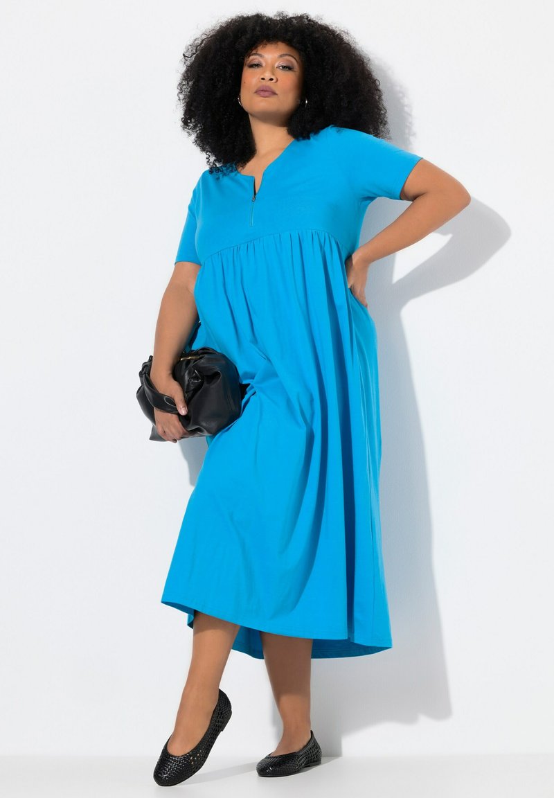 Ulla Popken ZIP FRONT SHORT SLEEVE SWING EMPIRE Robe pull