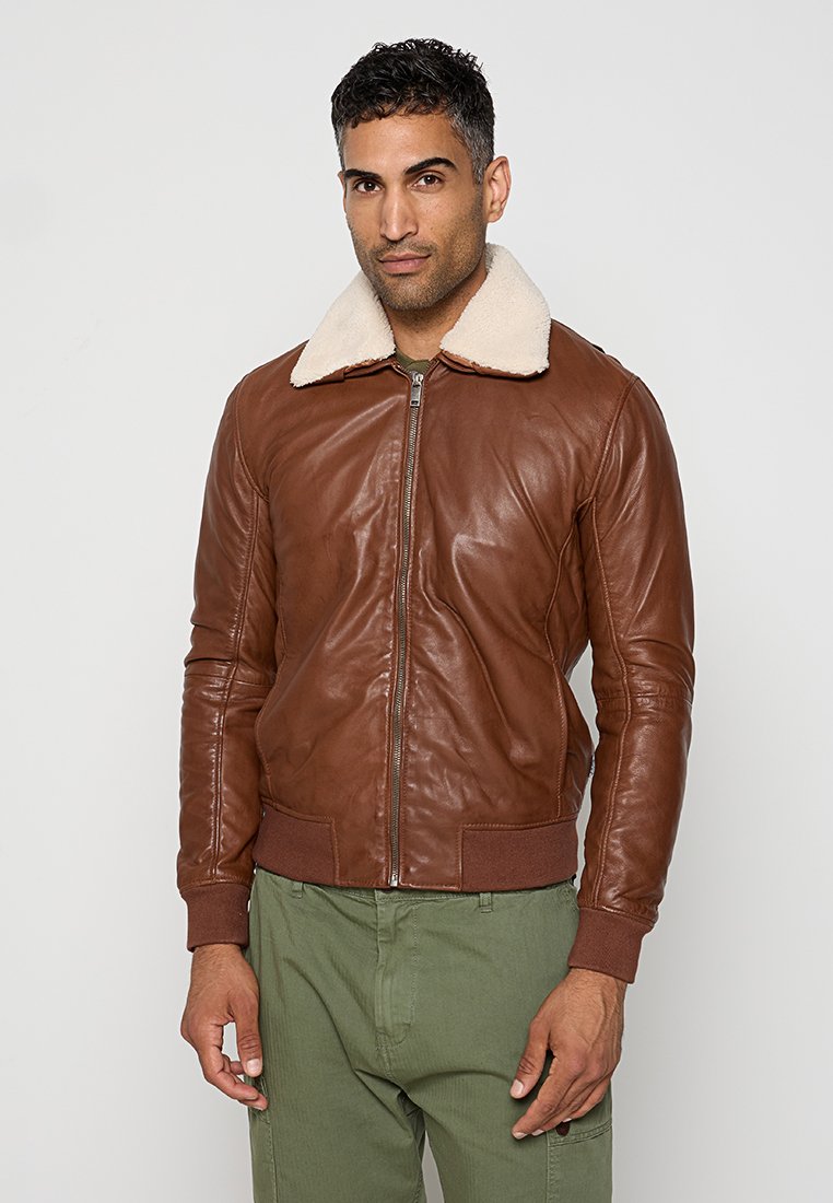 Lee Cooper Leren jas cognac