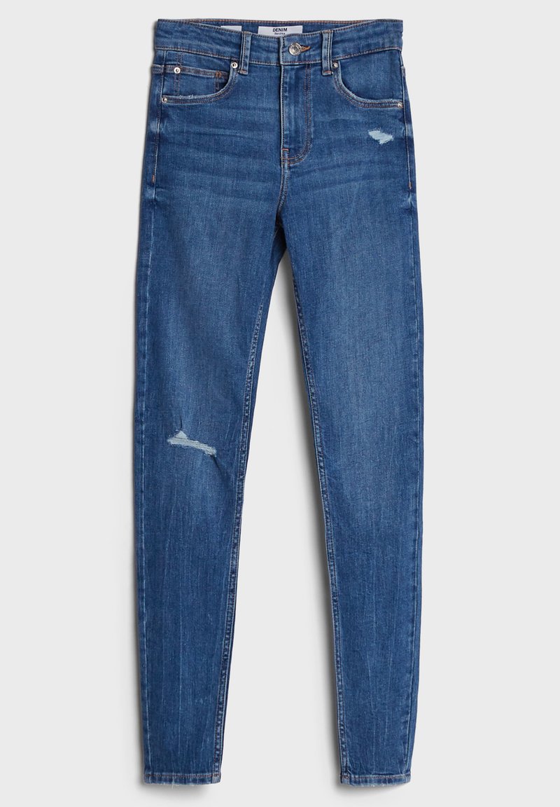 Bershka Mit Hohem Bund Jeans Skinny Fit Blue Zalando De