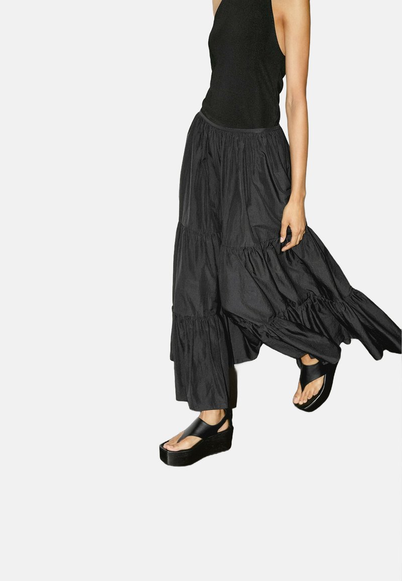 Massimo Dutti FLARED - A-line skirt - mottled dark brown