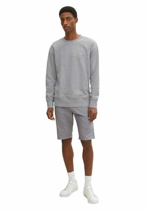 STRUCTURED - Shortsit - grey black white dobby