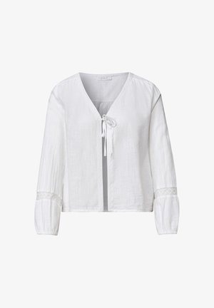 Street One Studio, LONG-SLEEVE BLOUSE WITH V-NECK AND BOW - Camicetta - white