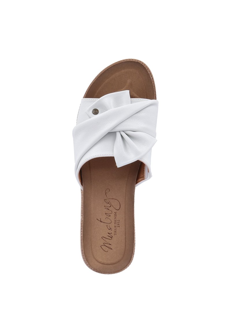 Damen Flache Pantoletten | Mustang Pantolette flach wwiß/weiß - FH09509 Damen Flache Pantoletten | Mustang Pantolette flach wwiß/weiß - FH09509