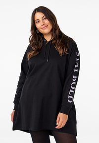 Zizzi MIT AN DEN ÄRMELN - Felpa - black w silver