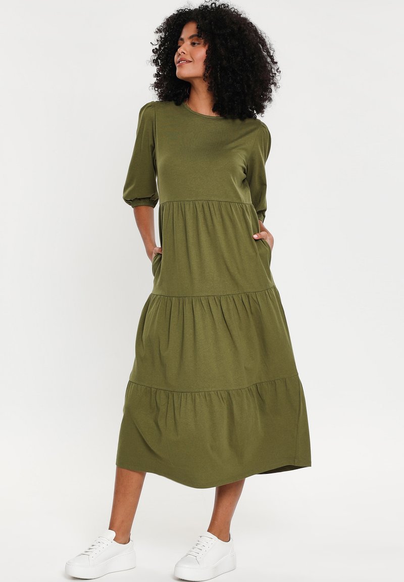 Threadbare THREADBARE FINN MIDI TIERED Day dress olive Zalando.ie