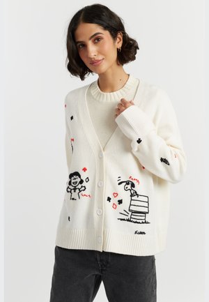 SNOOPY PEANUTS EMBROIDERED ARGYLE - Strickjacke - cream