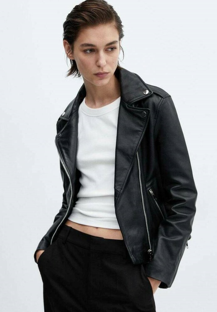 Mango PERFECT Veste en cuir czarny/noir ZALANDO.FR