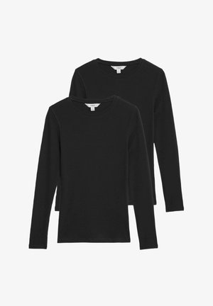 Magliette a maniche lunghe nere in confezione da due. Realizzate in tessuto morbido con collo rotondo, presentano una texture liscia e un design attillato.