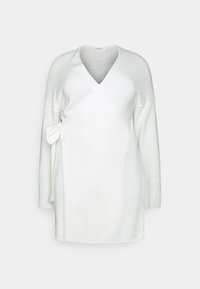 WRAP TIE WAIST DETAIL - Casaco de malha - off white
