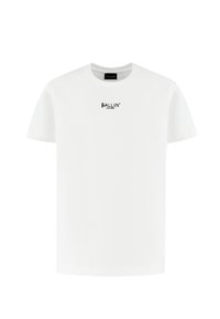 Wit katoenen T-shirt met korte mouwen, voorzien van een klein zwart geborduurd "BALLIN'" logo op de borst. Klassiek ronde hals ontwerp.