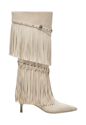 Bershka, HIGH-HEEL WITH FRINGING - BOOTS - Stivali texani / biker - white