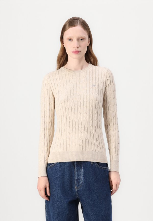 CABLE C NECK - Strickpullover - seed melange