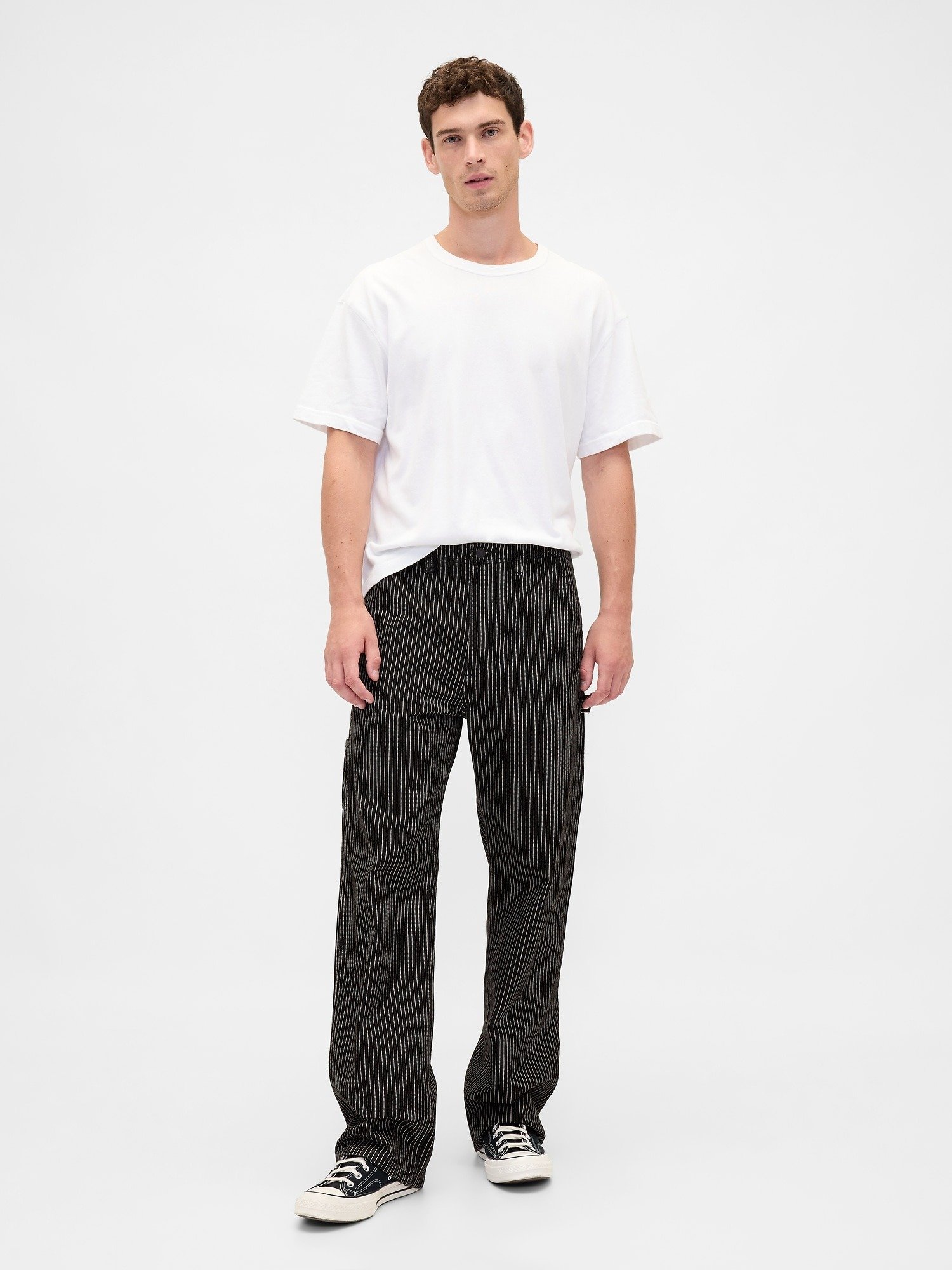 GAP PINSTRIPE - Trousers - Black/black - Zalando
