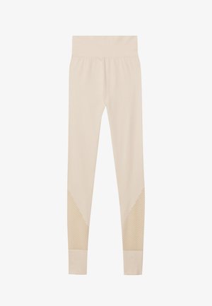 Beez leggings, mis valmistatud venivast materjalist, laia vöökoha ja kolmnurkse kujuga võrkkattega madalamates jalgades.