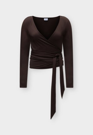 Pieces, PCESTER LS WRAP TOP MWA JRS - Μπλούζα με μακριά μανίκια - chocolate plum
