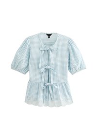 BRODERIE ANGLAISE HEM GINGHAM - Bluse - blue pattern