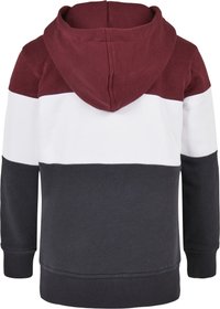 Felpa con cappuccio caratterizzata da un design a blocchi di colore in marrone, bianco e grigio scuro. Texture morbida con polsini e orlo a coste.