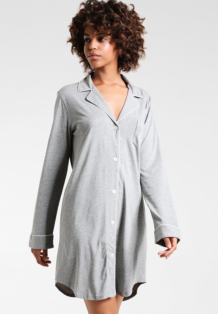 Lauren Ralph Lauren - HAMMOND CLASSIC NOTCH COLLAR SLEEPSHIRT - Noční košile - heather grey, Zvětšit