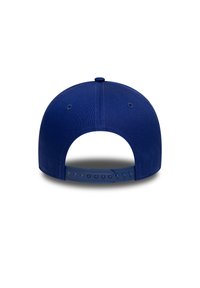 Casquette de baseball bleu marine avec un design structuré, sangle en plastique réglable à l'arrière et deux aérations de chaque côté.