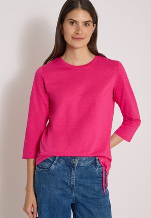Cecil, 3/4-SLEEVE ROUND-NECK TOP IN A PLAIN COLOUR - T-shirt à manches longues - pink flash