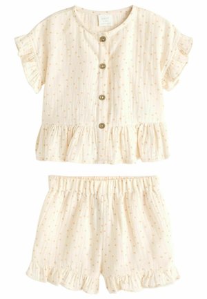 2 PIECE SHORT SLEEVE PEPLUM SET - Kratke hlače - beige