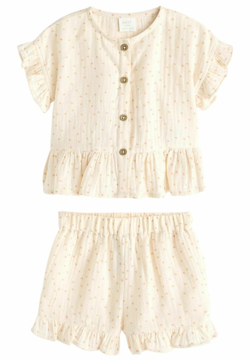 Next - 2 PIECE SHORT SLEEVE PEPLUM SET - Shorts - beige, Ampliar