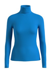 Blauwe lange mouwen coltrui van gladde stof, met een slim fit ontwerp en een hoge hals, met minimale naden en zonder versieringen.